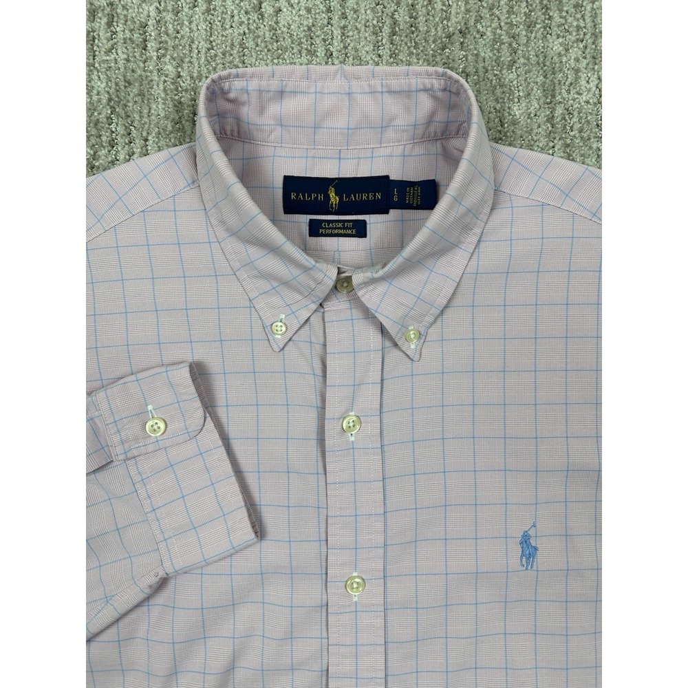 Polo Ralph Lauren Mens Large Classic Fit Performance Plaid Button Down Shirt